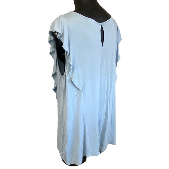 Joseph A. Flutter Sleeves Light Blue Top Blouse - Picture 4 of 6